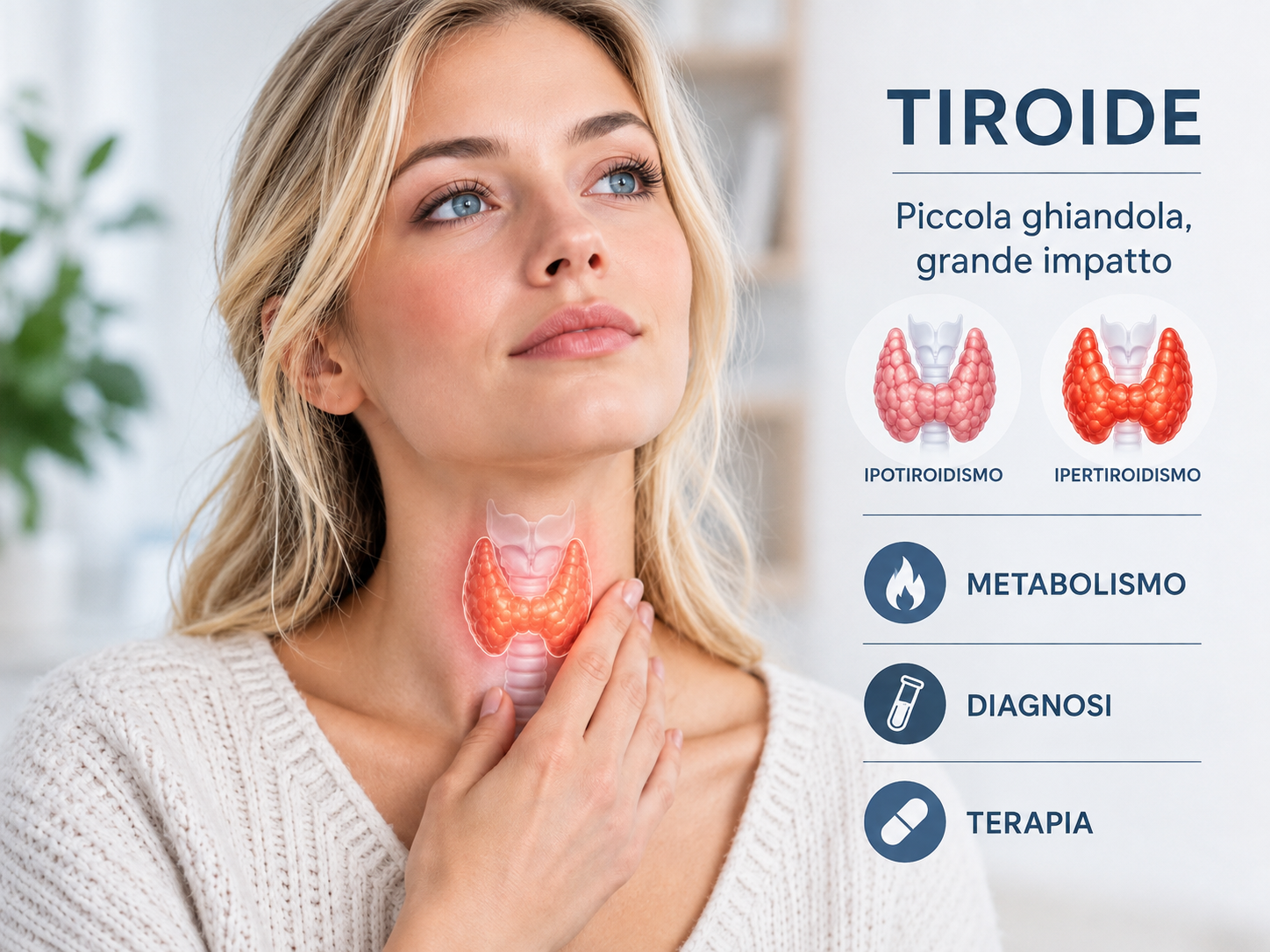 Illustrazione anatomica e funzionale della tiroide