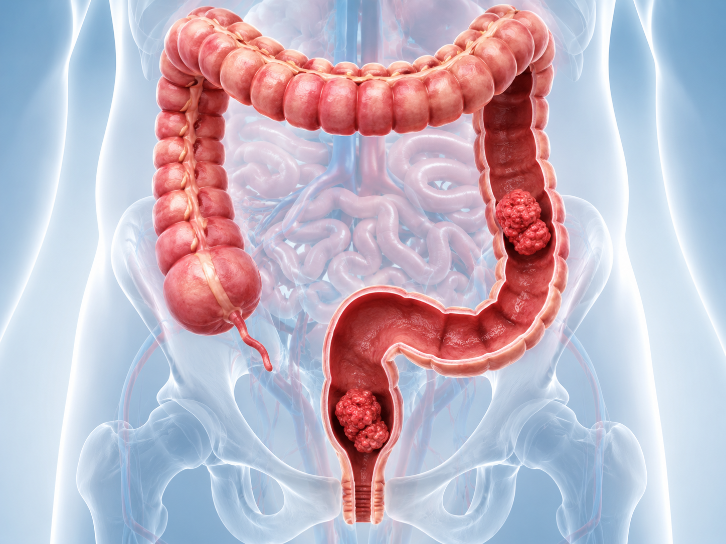 Illustrazione anatomica del colon e del retto